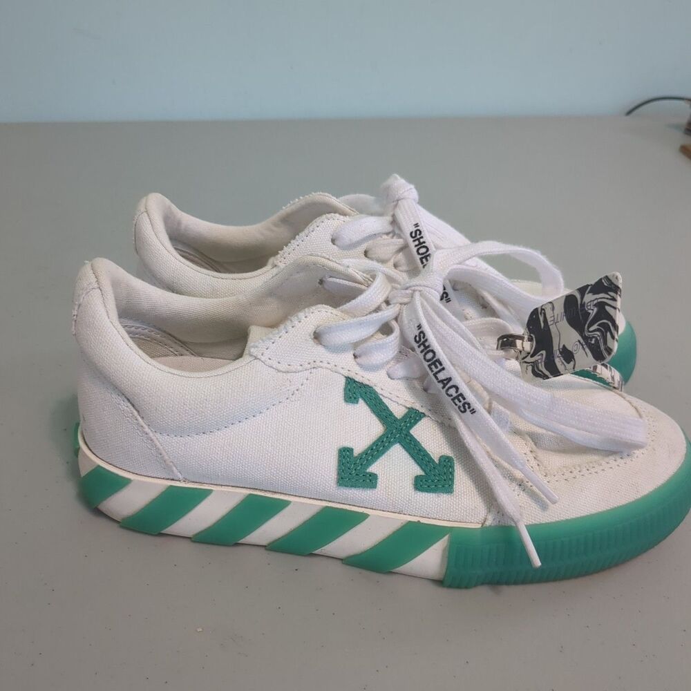 Off White Vulcanized Low White Green 36 Rare Trainer Hype shoes sneakers Virgi